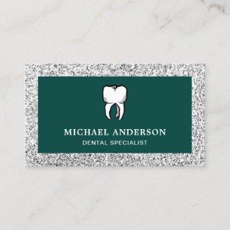 Green Silver Glitter Tooth Dental Clinic Dentist