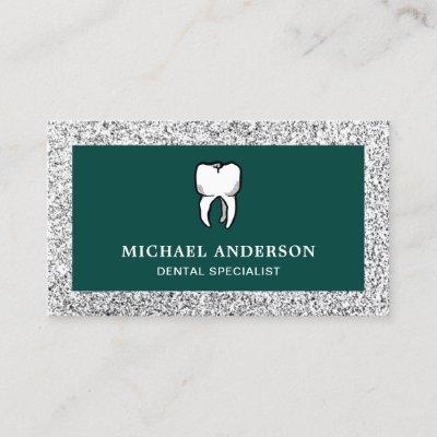 Green Silver Glitter Tooth Dental Clinic Dentist