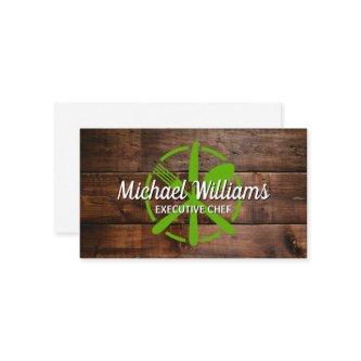 Green Silverware Logo | Wood Background