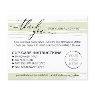 Green Small Business Tumbler Cup Care Instructions Flyer