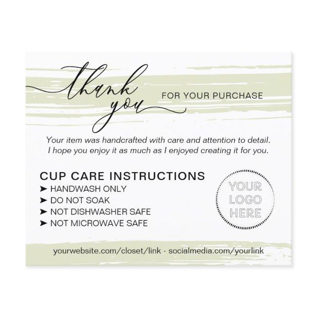 Green Small Business Tumbler Cup Care Instructions Flyer