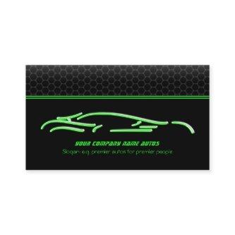 Green Sports Car Logo, neon glow effect