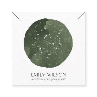 GREEN STAR WATERCOLOR CIRCLE STUD EARRING DISPLAY SQUARE