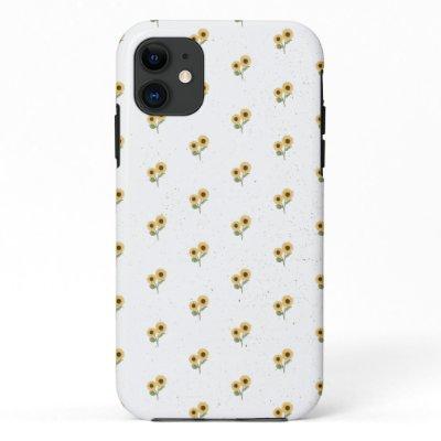 Green Sunflower Floral Pattern Design Minimalist iPhone 11 Case