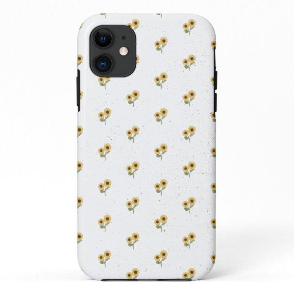 Green Sunflower Floral Pattern Design Minimalist iPhone 11 Case