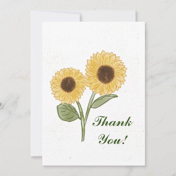 Green Sunflower Floral Pattern Pretty Thank You Ca Invitation
