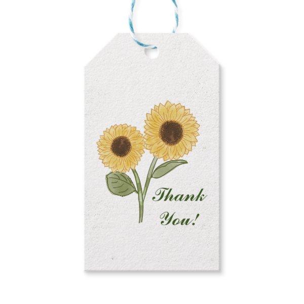 Green Sunflower Floral Pattern Pretty Thank You  Gift Tags