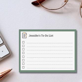 Green To-Do List with Clipboard and Pen  Post-it Notes