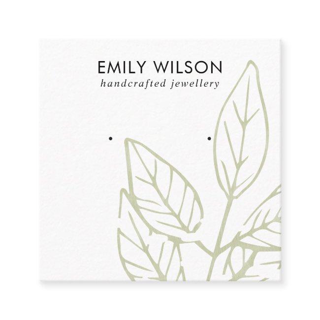GREEN TROPICAL LEAFY FAUNA EARRING STUD DISPLAY SQ SQUARE