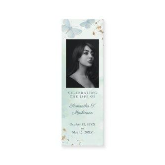 Green Watercolor Butterfly Funeral Bookmark Mini