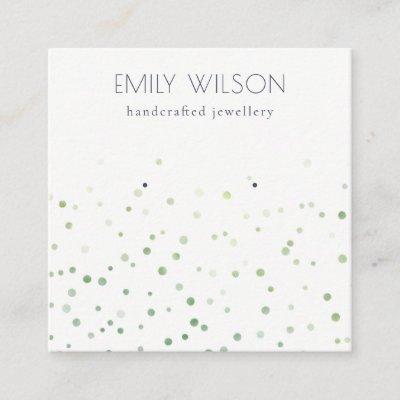 Green Watercolor Confetti Stud Earring Display Square