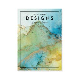 Green Watercolor Gold Trendy Earring Display Card