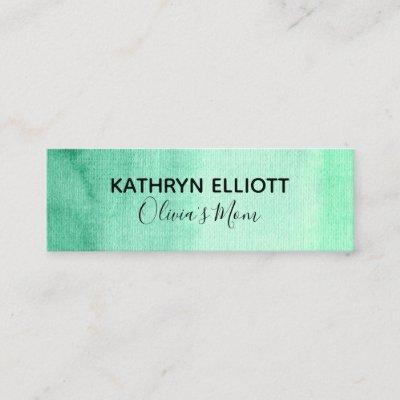 Green Watercolor Mommy Play Date Mini Calling Card