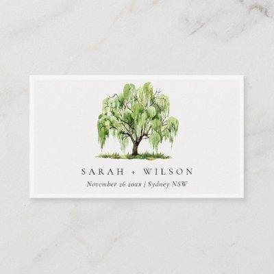 Green Watercolor Willow Tree Farm Wedding Website