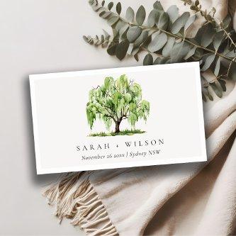 Green Watercolor Willow Tree Farm Wedding Website