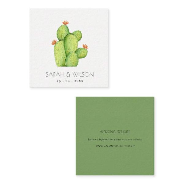 GREEN WATERCOLOUR DESERT CACTUS FLOWER  WEDDING SQUARE