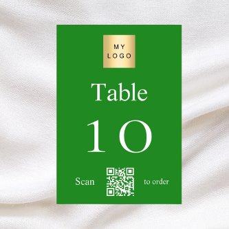 Green white business logo QR code table number