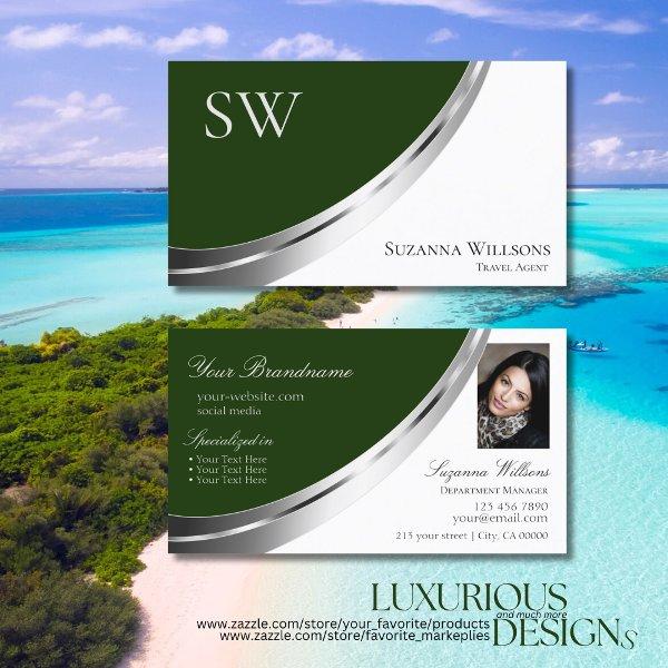 Green White Silver Decor with Monogram and Photo