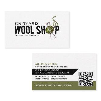Green Wool Shop Logo, Knitting Store, Yarn Store