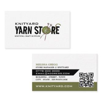 Green Yarn Store Logo, Knitting Store, Yarn Store