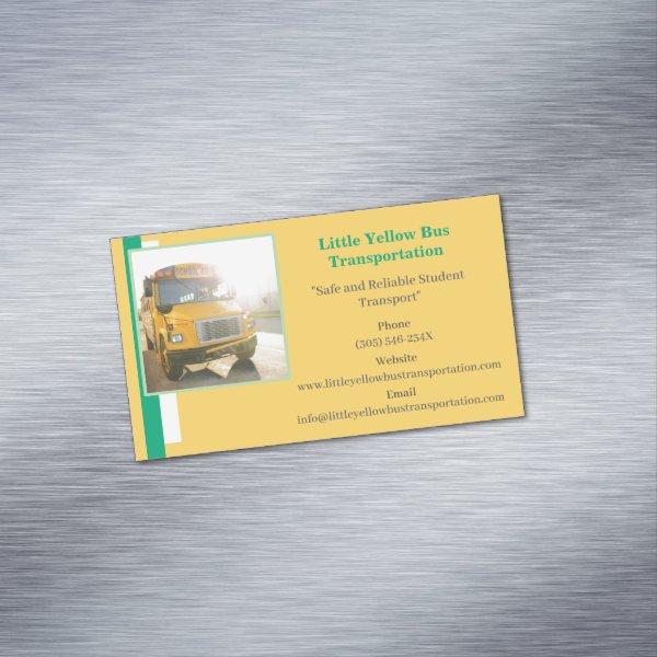Green Yellow School Bus Driver   Magnet