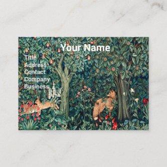 GREENERY,FOREST ANIMALS Hares ,Fox,Green Floral Bu