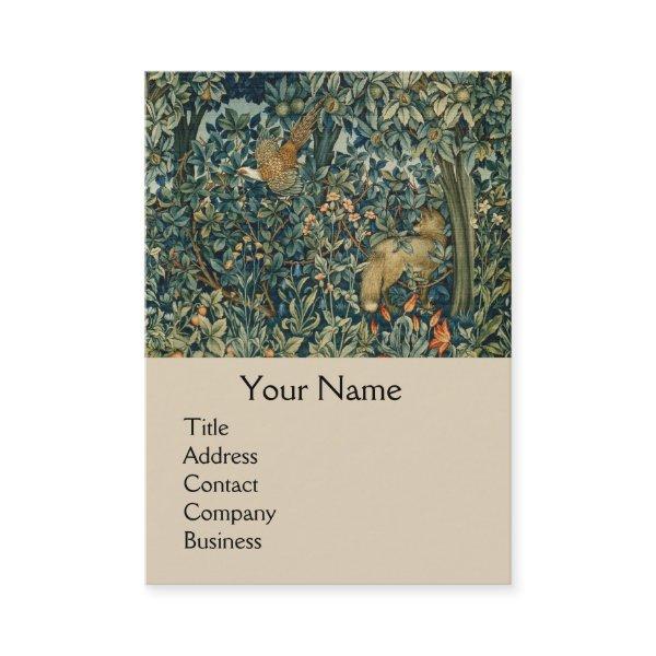 GREENERY,FOREST ANIMALS Pheasant ,Fox,Green Floral