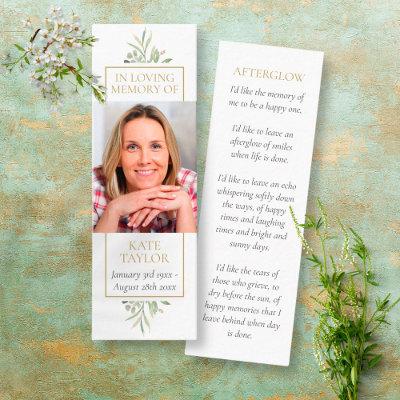 Greenery Funeral Memorial Poem Photo Bookmark Mini