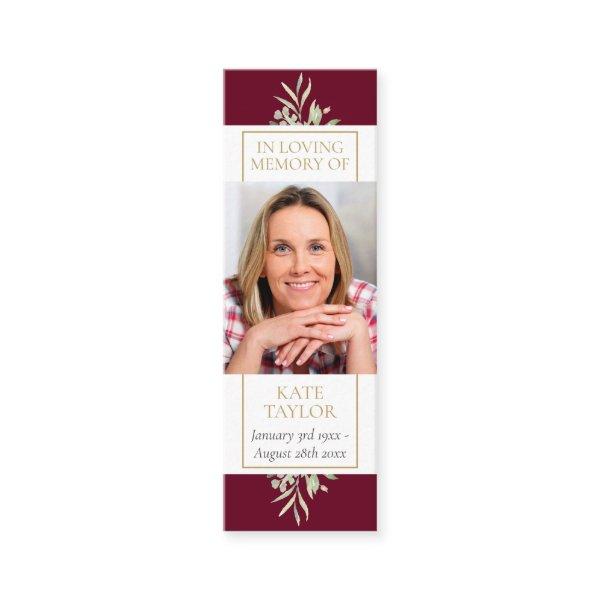Greenery Funeral Memorial Poem Photo Bookmark Mini