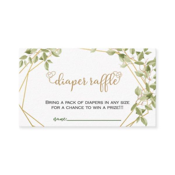 Greenery Minimalist Gold Frame Diaper Raffle