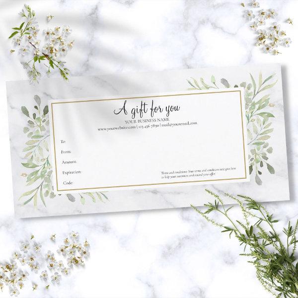 Greenery Natural Marble Gift Certificate