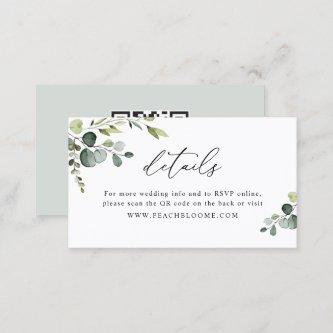 Greenery Wedding Website QR Code Details Card