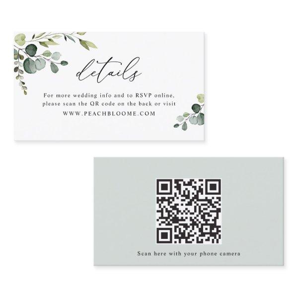 Greenery Wedding Website QR Code Details Card
