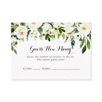 Greenery White Floral Guess How Many Game Card