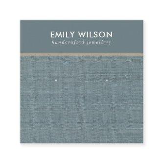 GREY BLUE BURLAP LINEN STUD EARRING DISPLAY CARD