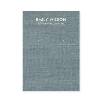 GREY BLUE BURLAP LINEN STUD EARRING DISPLAY CARD