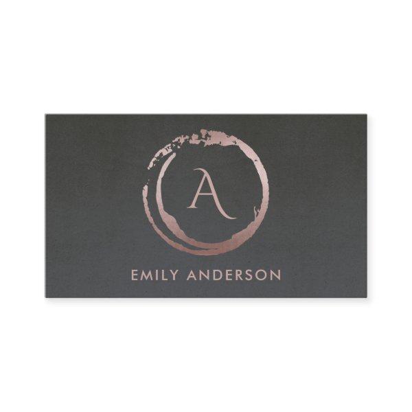 GREY BLUSH PINK BRUSH STROKE CIRCLE LOGO MONOGRAM