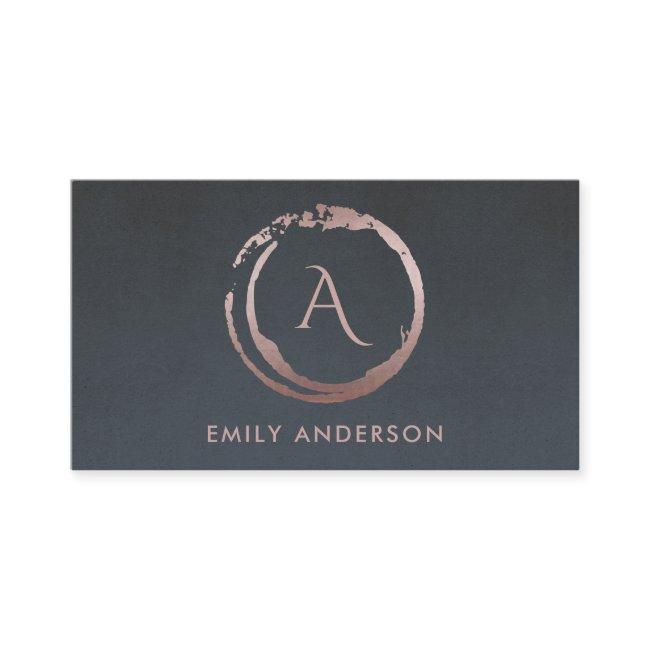 GREY BLUSH PINK BRUSH STROKE CIRCLE LOGO MONOGRAM