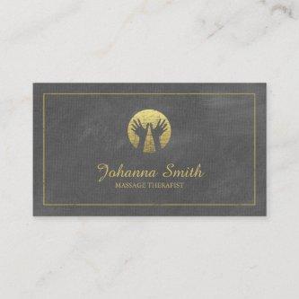 Grey Canvas Golden Frame, Hands Massage Therapy Appointment Card