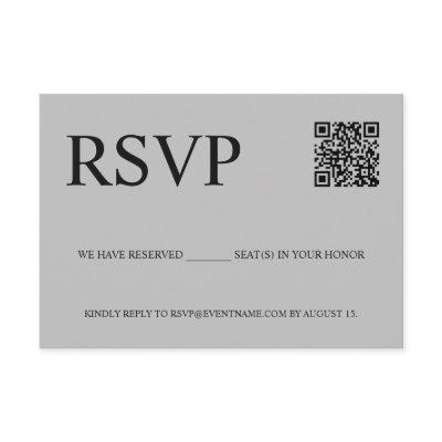 Grey Custom QR Code Business logo Email RSVP  Enclosure Card