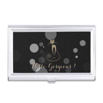 Grey Dots On Black Background,Cat,Hello Gorgeous  Holder