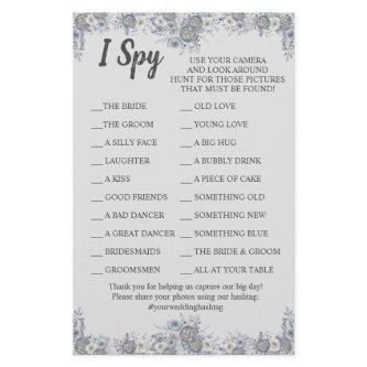 Grey Floral Wedding Reception I Spy Game Card Flyer