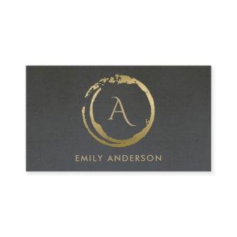 GREY GOLD BRUSH STROKE STAIN CIRCLE LOGO MONOGRAM