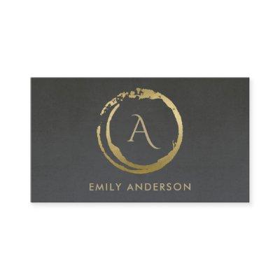 GREY GOLD BRUSH STROKE STAIN CIRCLE LOGO MONOGRAM