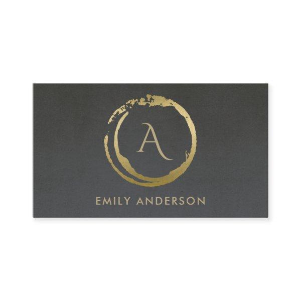 GREY GOLD BRUSH STROKE STAIN CIRCLE LOGO MONOGRAM