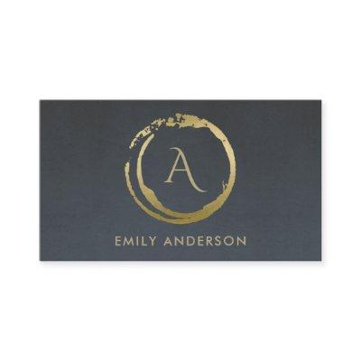 GREY GOLD BRUSH STROKE STAIN CIRCLE LOGO MONOGRAM