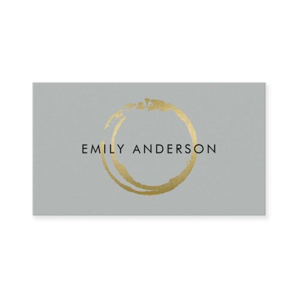 GREY GOLD BRUSH STROKE STAIN CIRCLE MARK LOGO