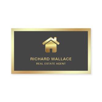 Grey Gold Foil Home Logo Real Estate Agent