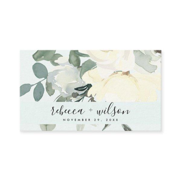 GREY IVORY WHITE AQUA FLORAL WEDDING THANK YOU