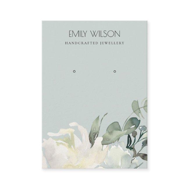 GREY IVORY WHITE FLORAL BUNCH EARRING DISPLAY